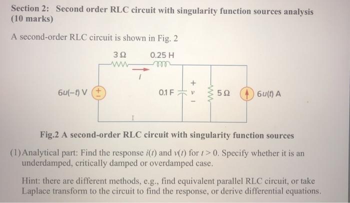 Section Second Order Rlc Circuit With Singularity Function Sources