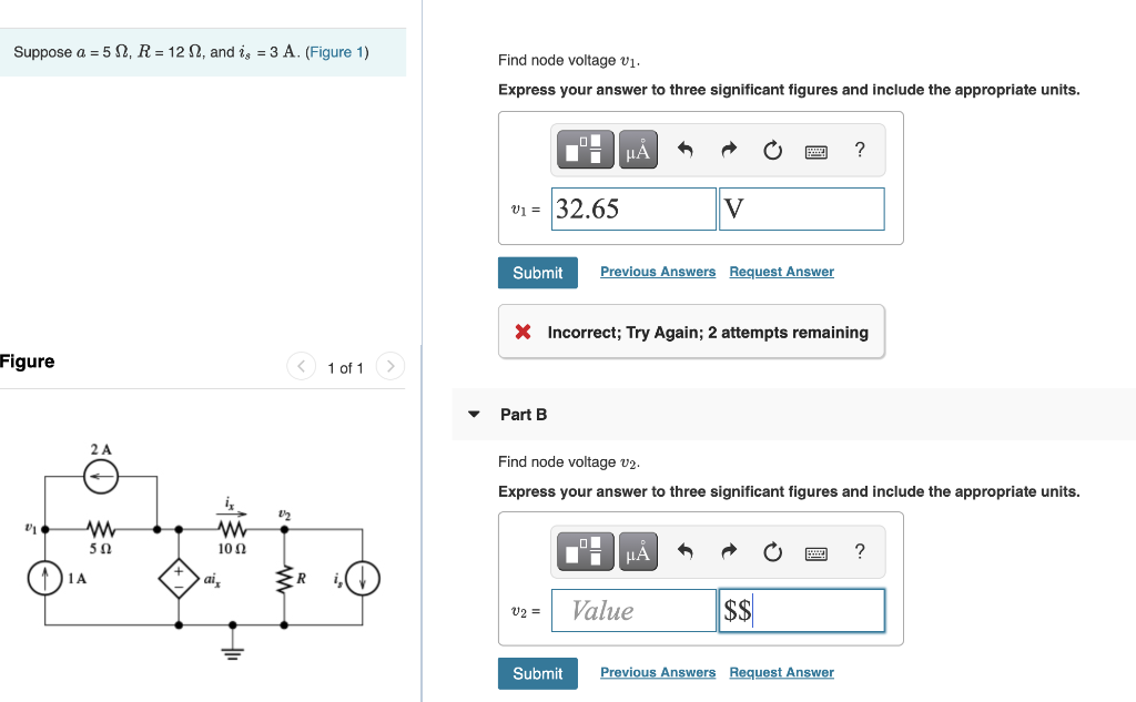 Suppose A 52 R 122 And Is 3 A Figure 1 Find Node Voltage V1 Express