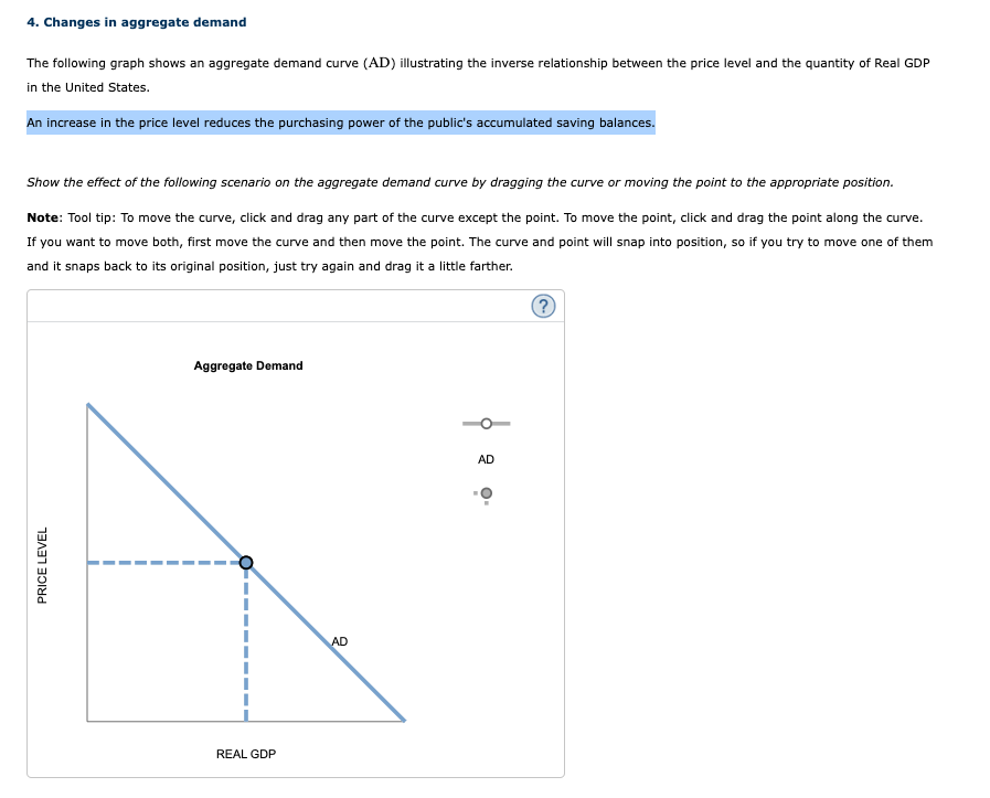 Changes In Aggregate Demand The Following Graph Shows An Aggregate