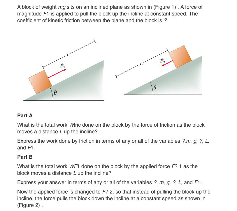 A Block Of Weight Mg Sits On An Inclined Plane As Shown In Figure A