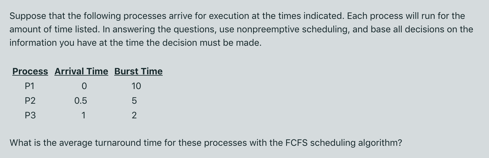 Suppose That The Following Processes Arrive For Execution At The Times