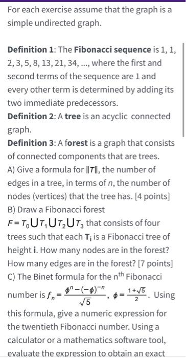 For Each Exercise Assume That The Graph Is A Simple Undirected Graph 
