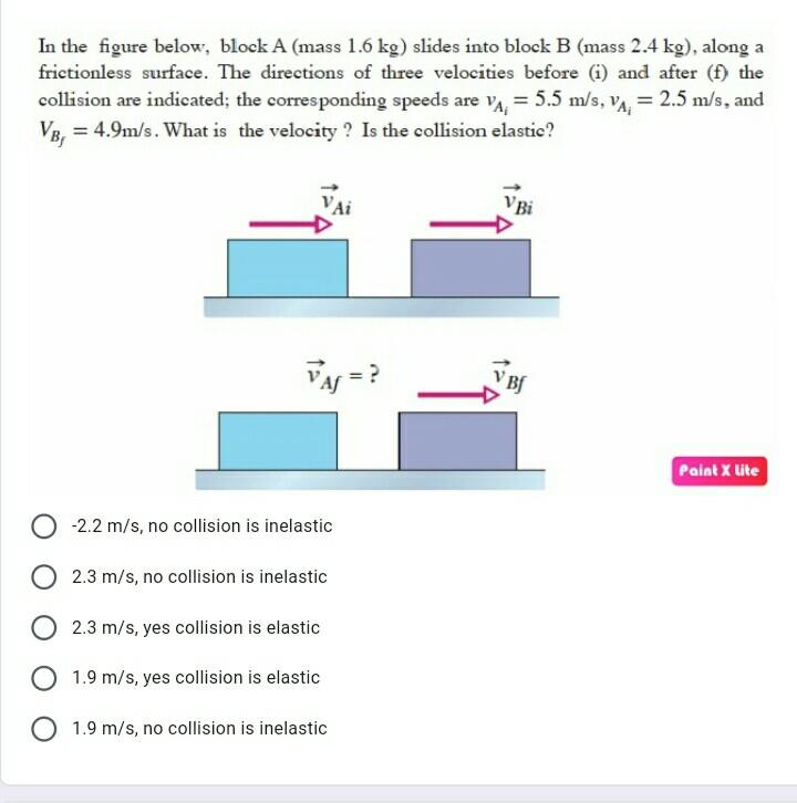 In The Figure Below Block A Mass 16 Kg Slides Into Block B Mass 24 Kg ...