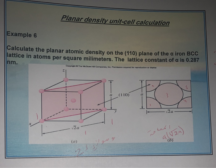 planar density unitcell calculation example 6 calculate the planar