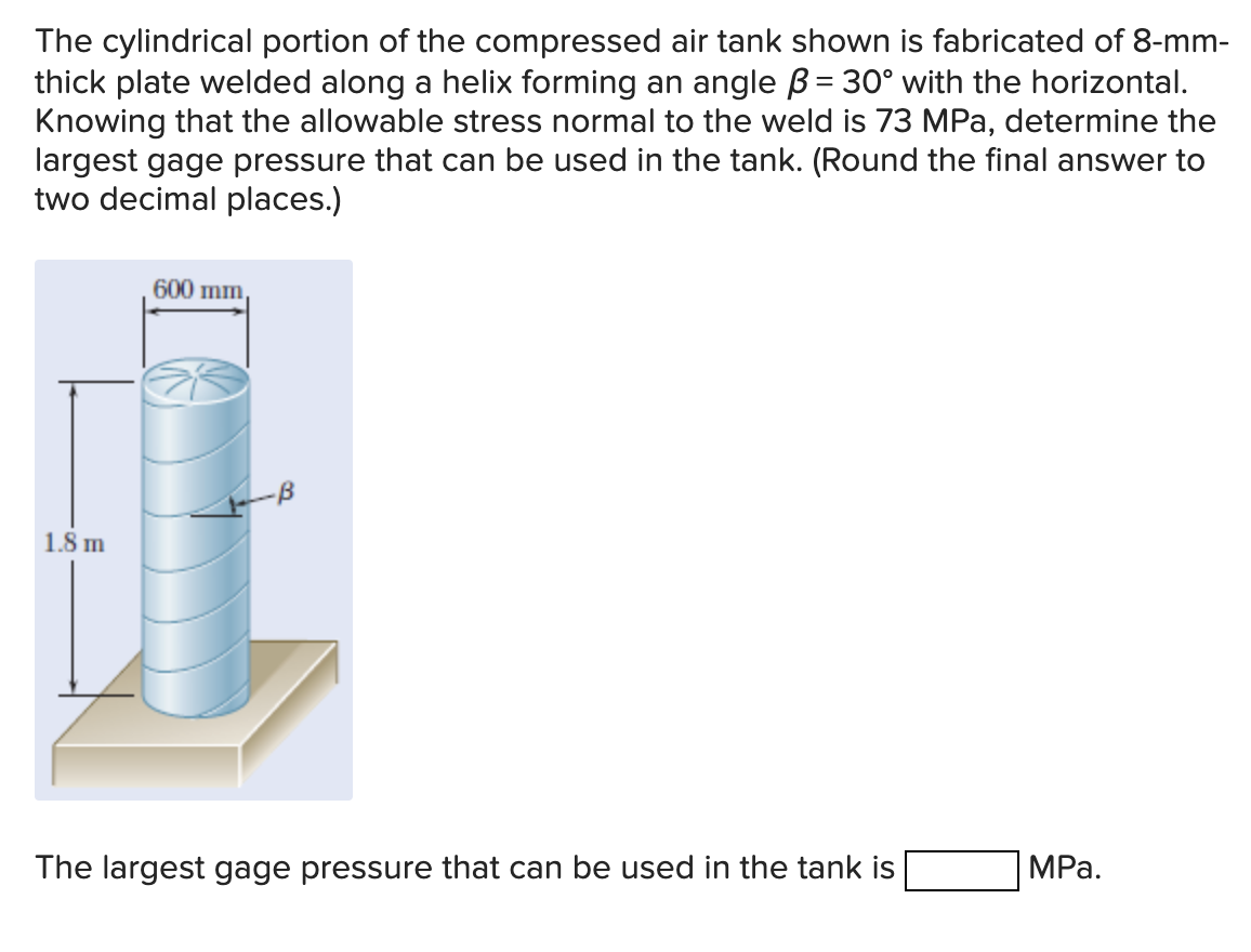 the cylindrical portion of the compressed air tank shown is fabricated