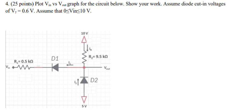 4 25 Points Plot Vin Vs Vout Graph For The Circuit Below Show Your Work ...