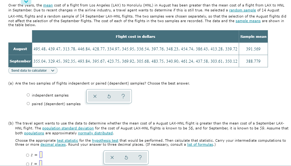 over the years the mean cost of a flight from los angeles lax to