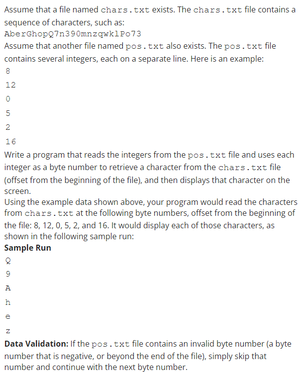 Assume That A File Named Charstxt Exists The Charstxt File Contains A