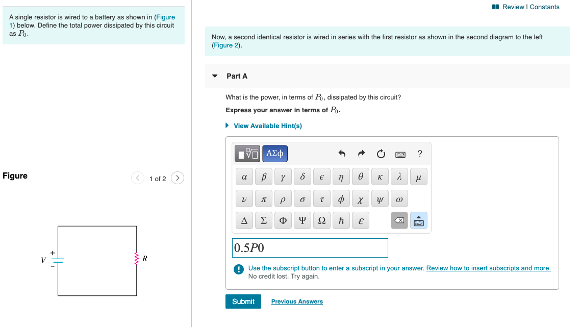 review constants a single resistor is wired to a battery as shown in
