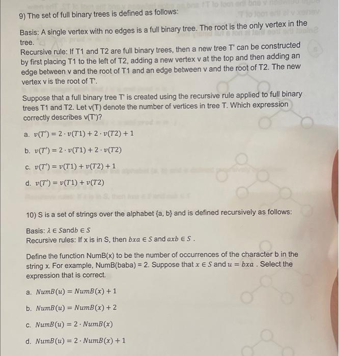 9 the set of full binary trees is defined as follows basis a single ...