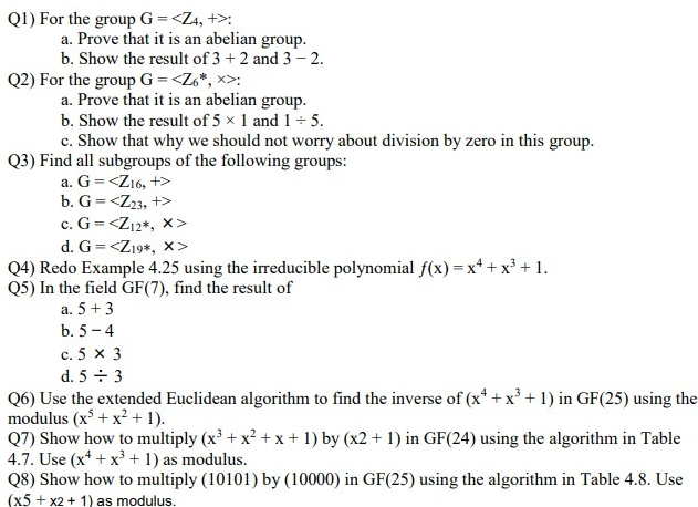 Q1 For The Group G Z4 A Prove That It Is An Abelian Group B Show The ...