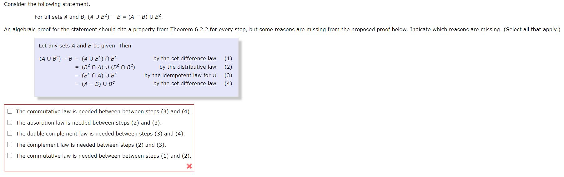 Consider The Following Statement For All Sets A And B Aub B A B U Bc An ...