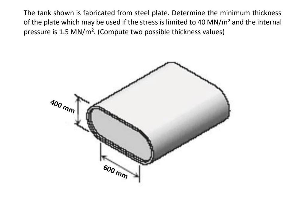 the tank shown is fabricated from steel plate determine the minimum