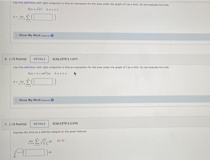use this definition with right endpoints to find an expression for the