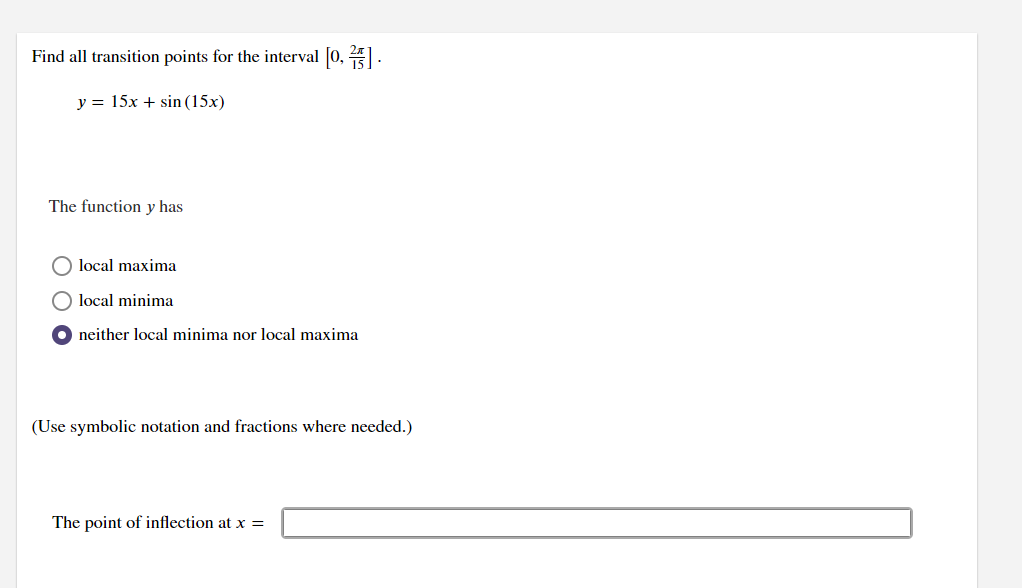 find-all-transition-points-for-the-interval-0-4-y-15x-sin-15x-the