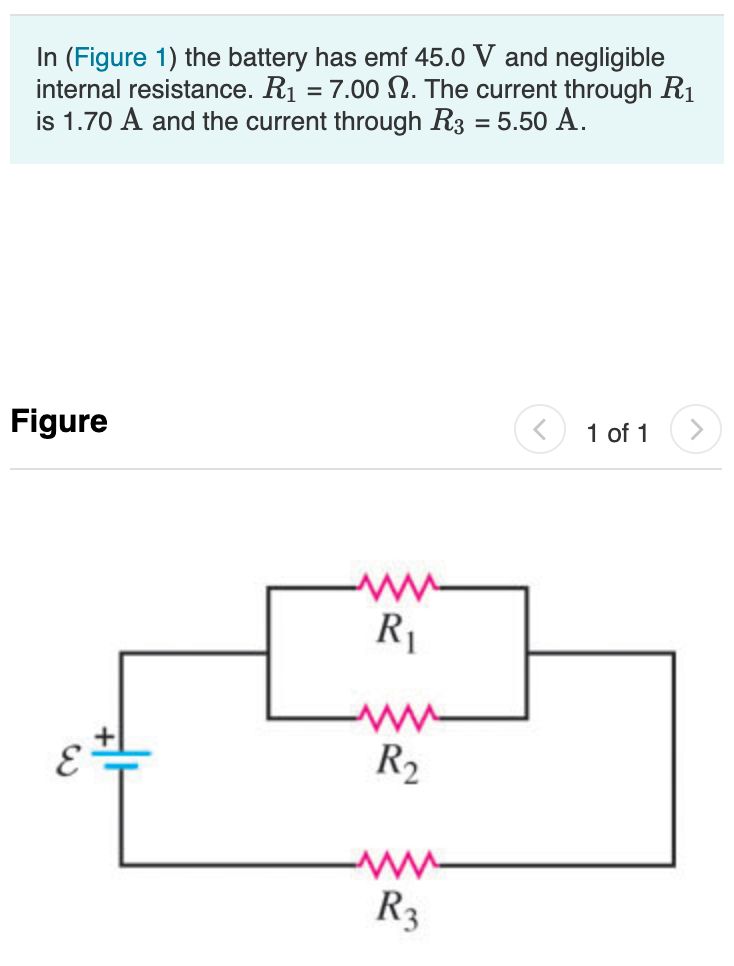 in figure 1 the battery has emf 450 v and negligible internal resistance r1 700 StudyX
