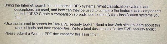 using the internet search for commercial idps systems what ...
