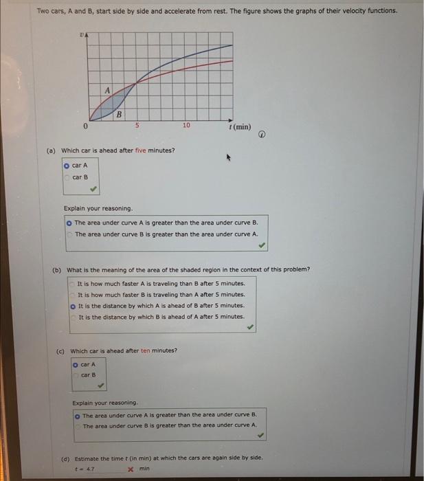 Two Cars A And B Start Side By Side And Accelerate From Rest The Figure ...