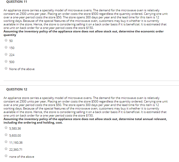 question-11-an-appliance-store-carries-a-specialty-model-of-microwave