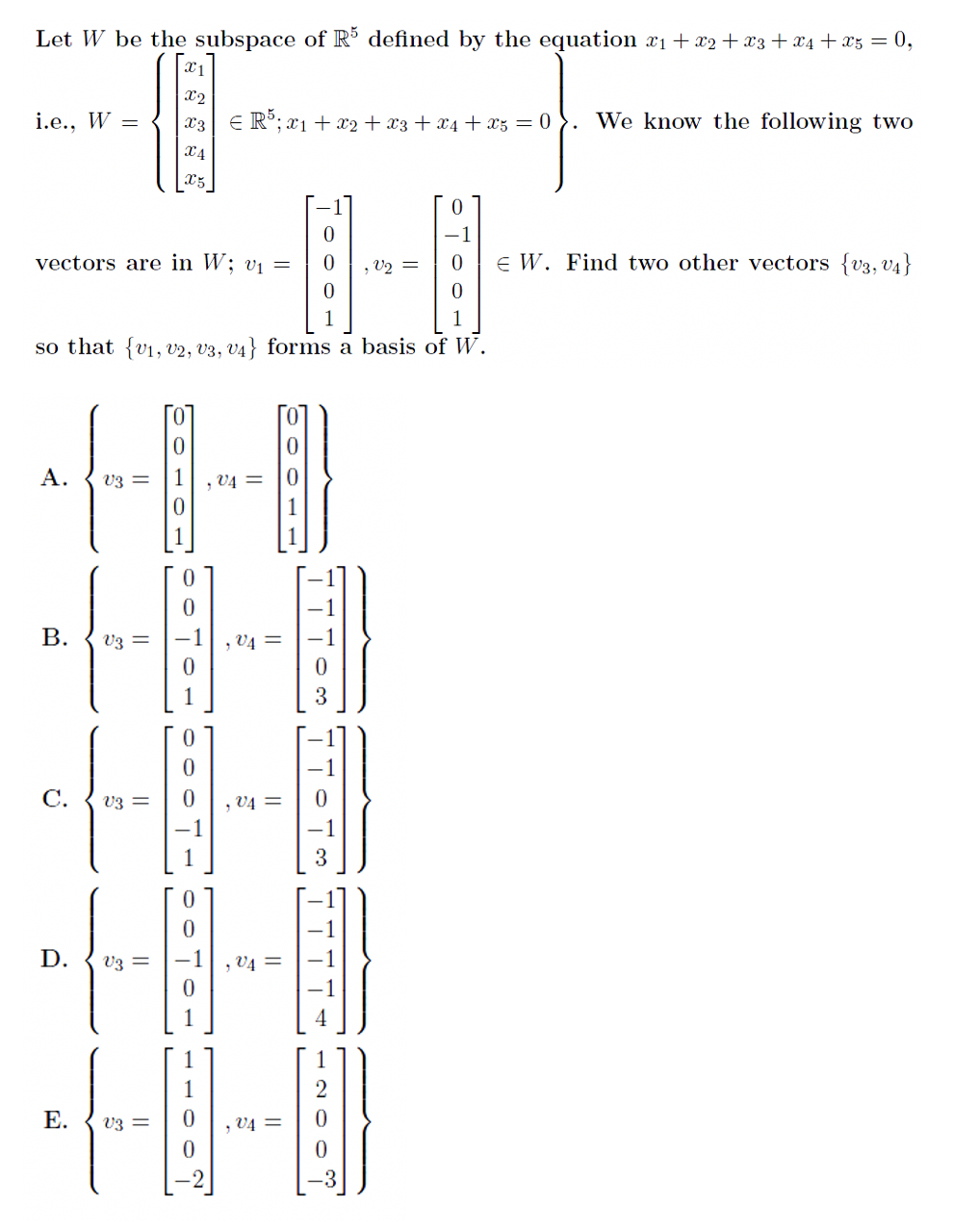 let-w-be-the-subspace-of-r-defined-by-the-equation-x1-x2-x3-x4-25-0-21