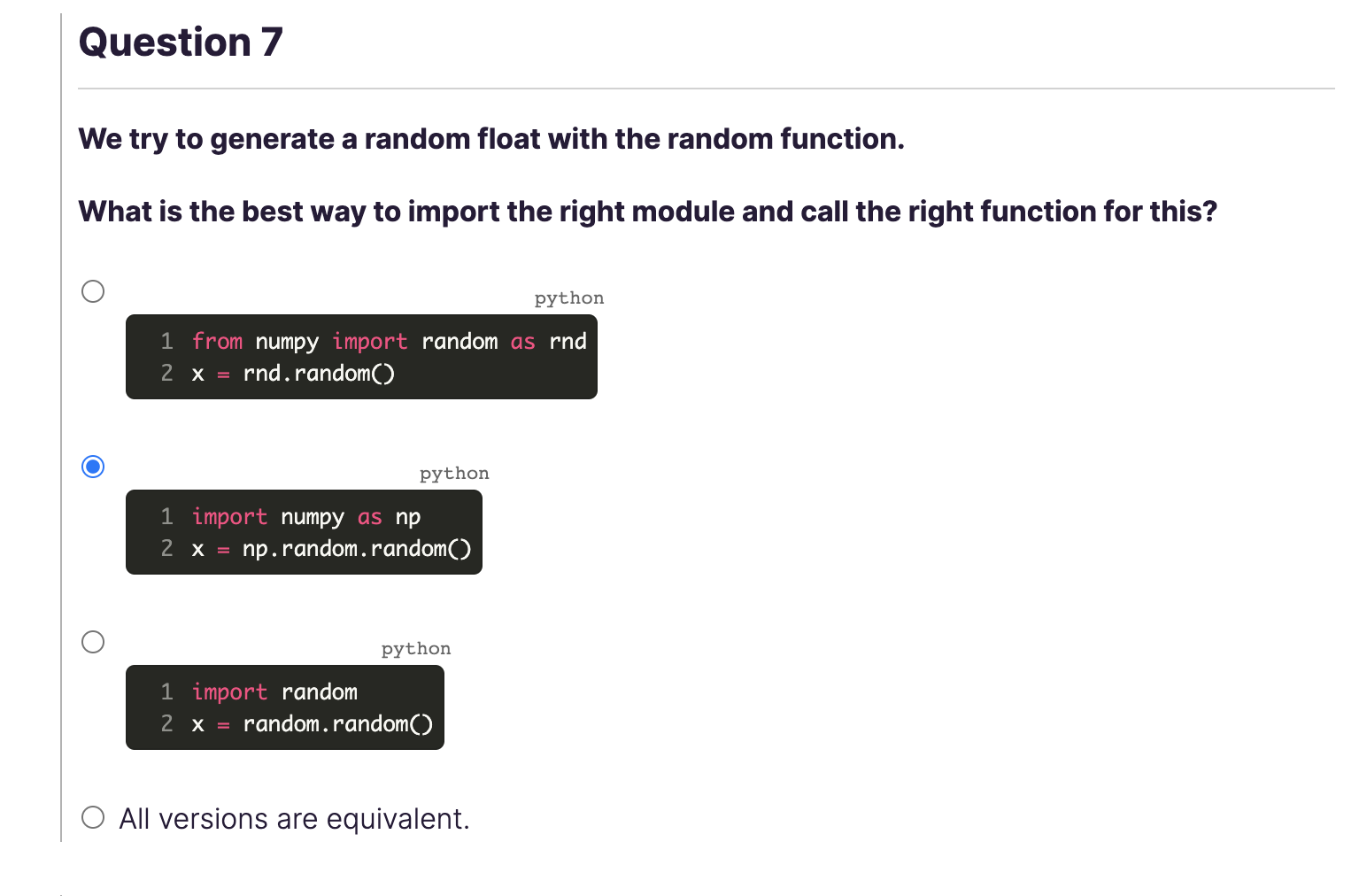 we try to generate a random float with the random function what is the