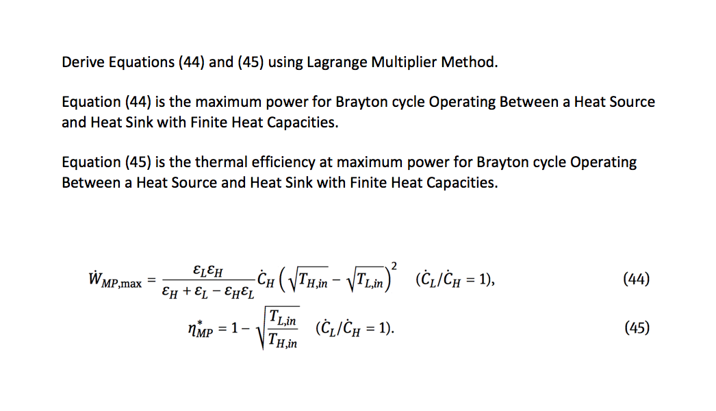 derive equations 44 and 45 using lagrange multiplier method equation 44 ...