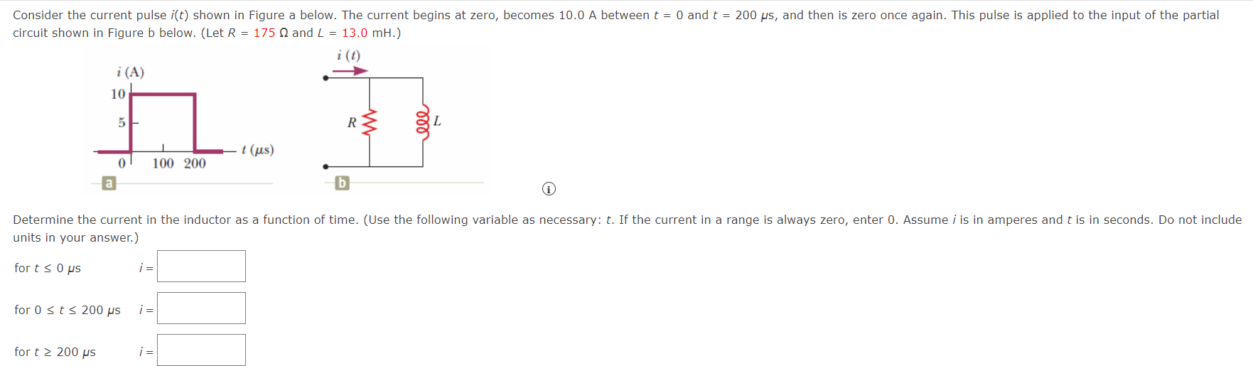 transcribed image text consider the current pulse it shown in figure a