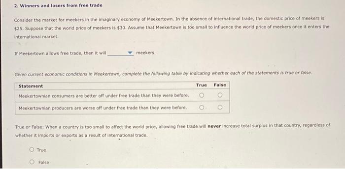 2 Winners And Losers From Free Trade Consider The Market For Meekers In ...