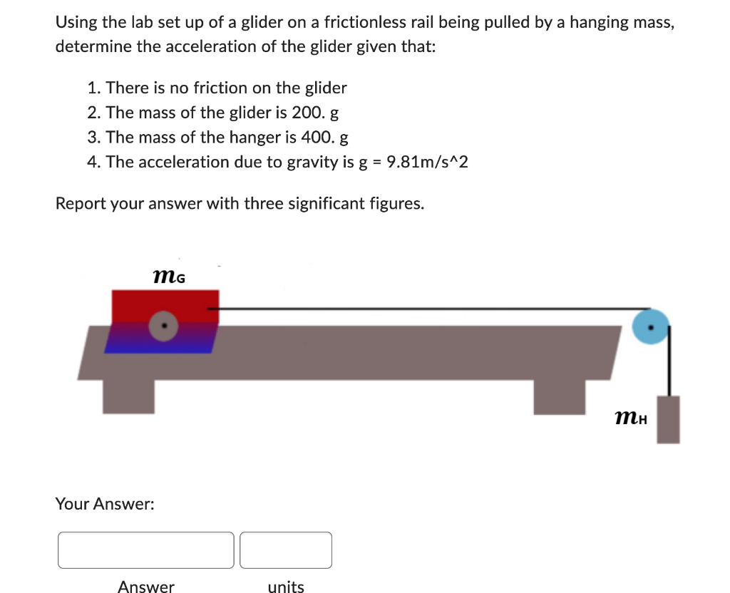 using the lab set up of a glider on a frictionless rail being pulled by