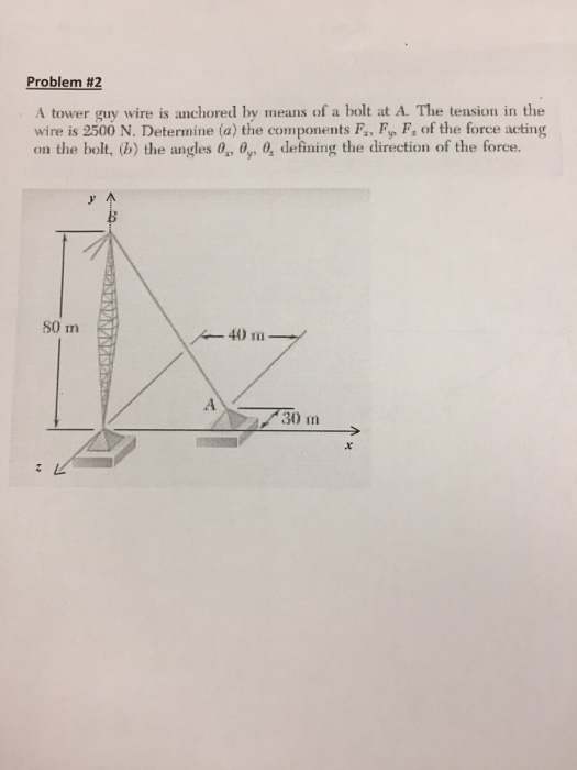 a tower guy wire is anchored by means of a bolt at a the tension in the
