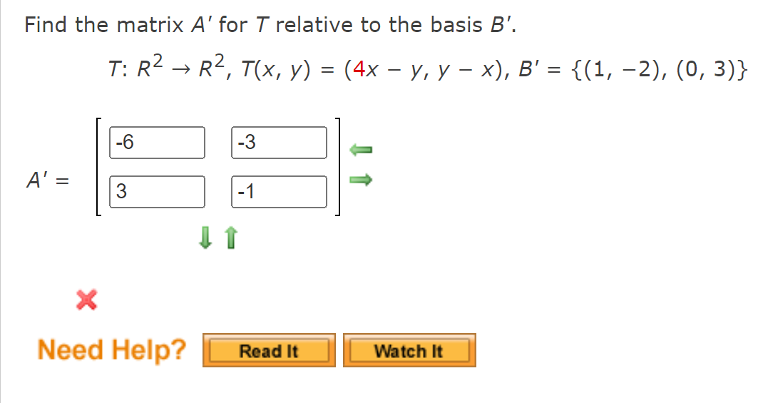 consider the following linear transformation and basis