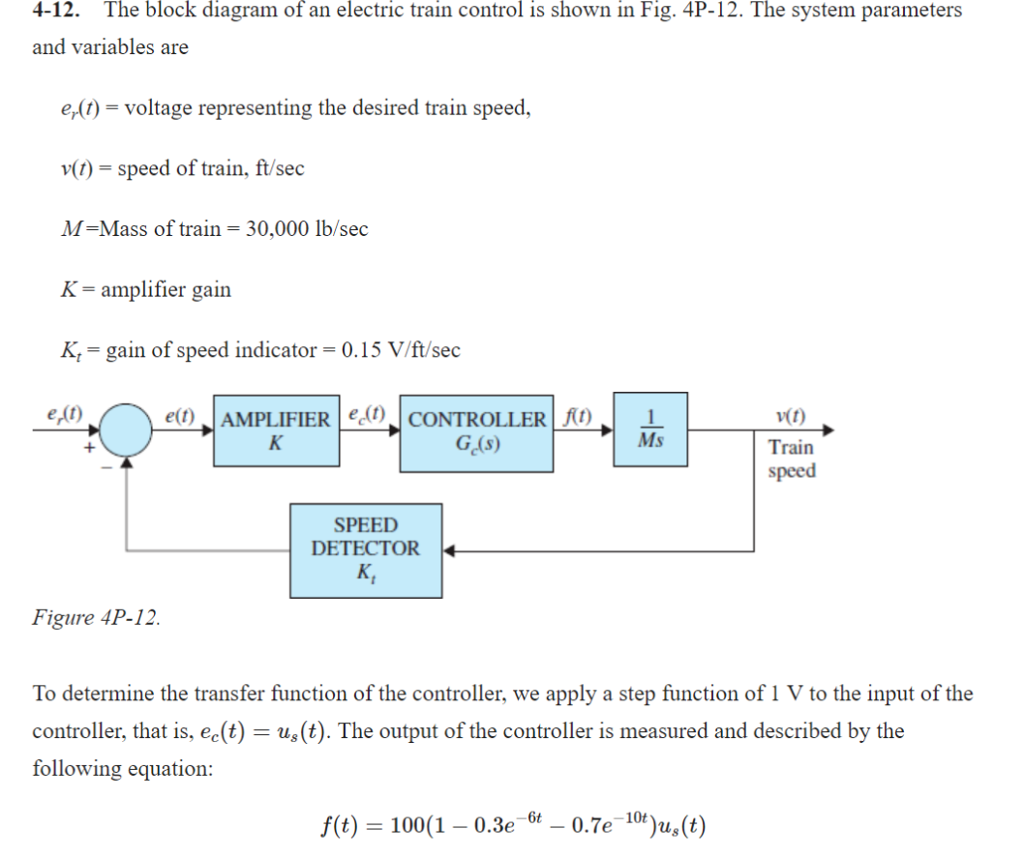 412 the block diagram of an electric train control is shown in fig 4p12