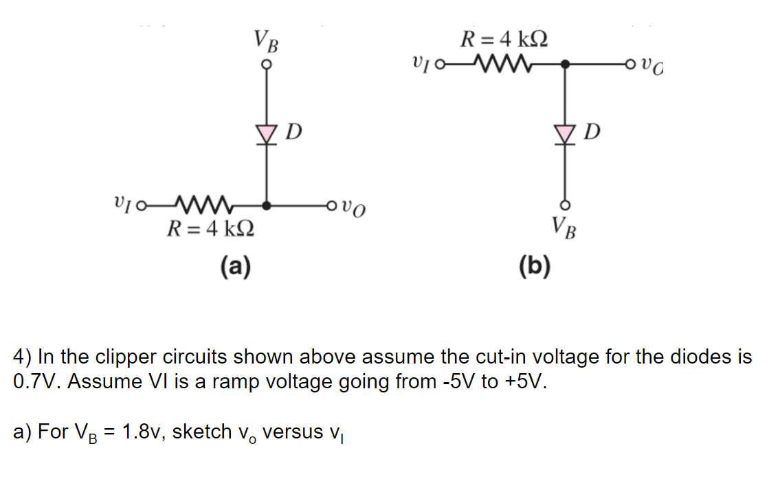 4 in the clipper circuits shown above assume the cutin voltage for the