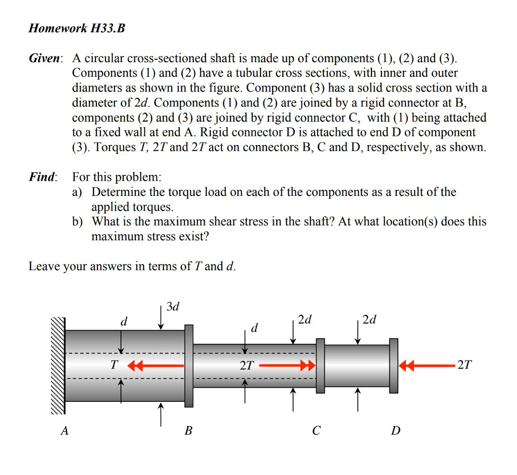 homework h33b given a circular crosssectioned shaft is made up of