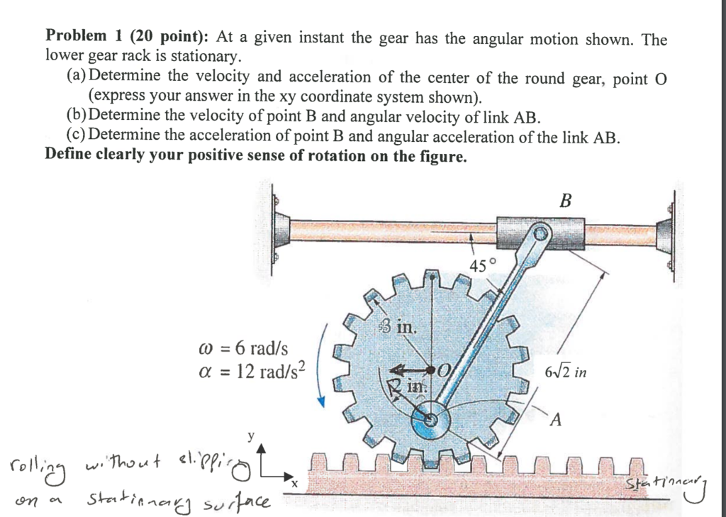 problem 1 20 point at a given instant the gear has the angular motion