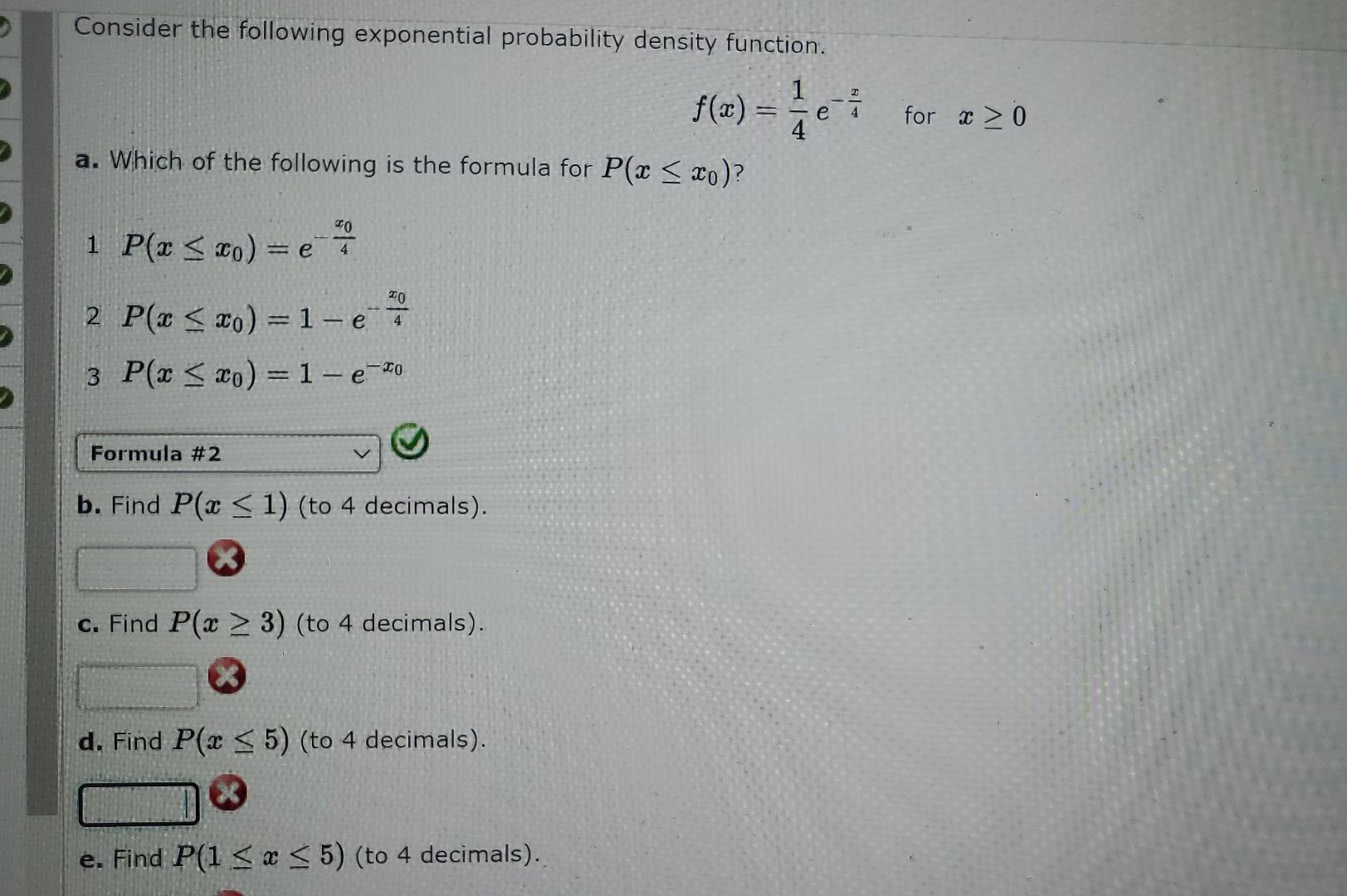 Consider The Following Exponential Probability Density Function 1 Fx Ei ...