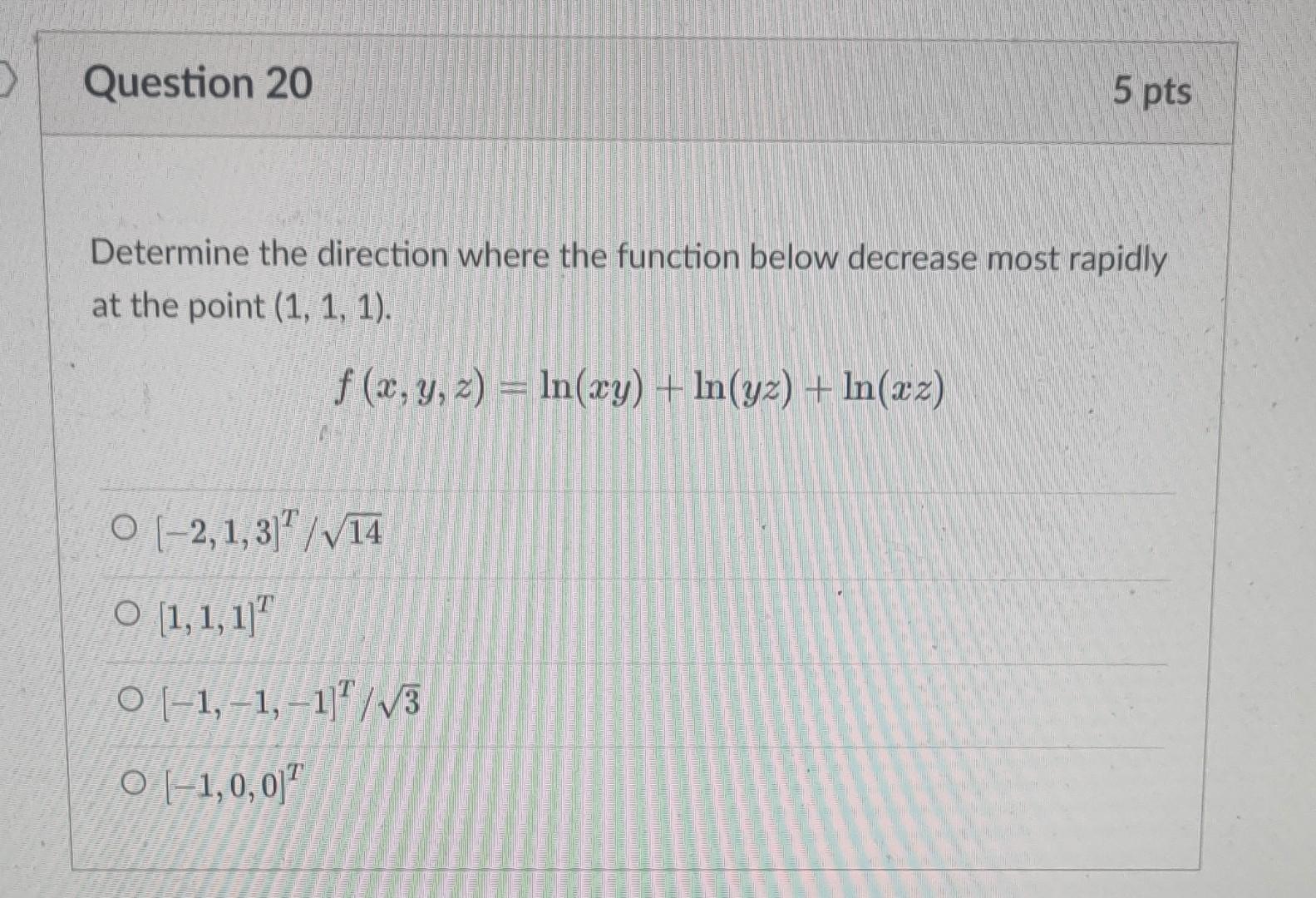 determine-the-direction-where-the-function-below-decrease-most-rapidly
