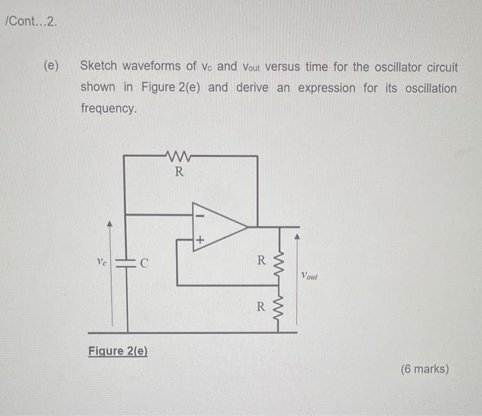 e sketch waveforms of vc and vout versus time for the oscillator