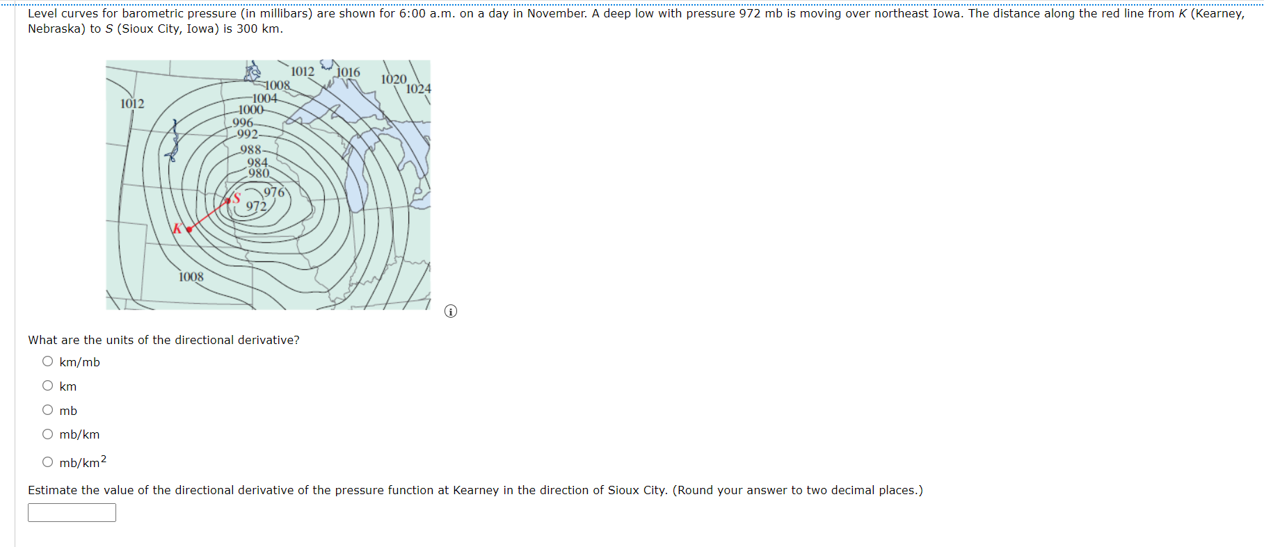 level curves for barometric pressure in millibars are shown for 600 am