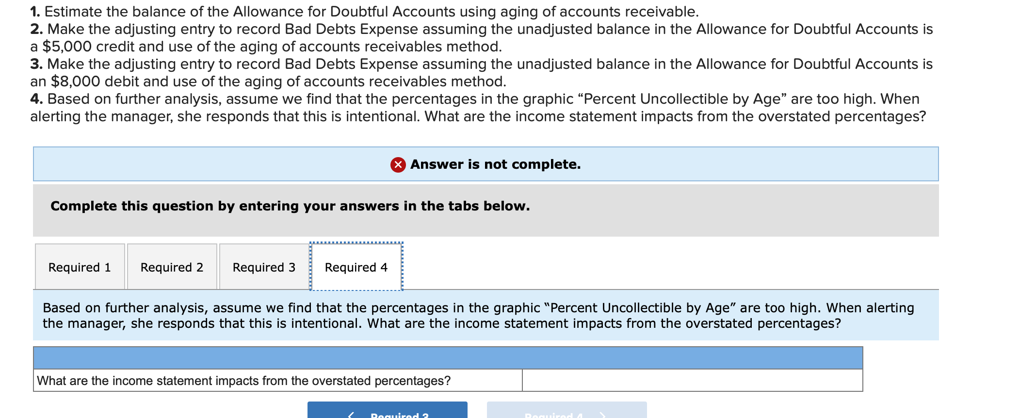 1 estimate the balance the allowance for doubtful accounts using aging