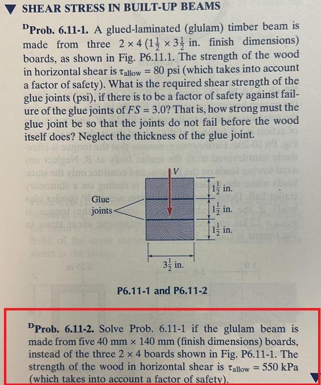 shear stress in builtup beams prob 6111 a gluedlaminated glulam timber