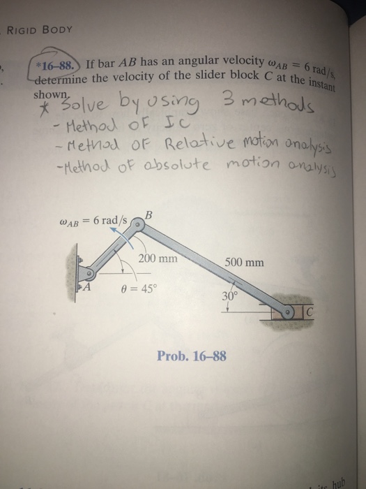 if bar ab has an angular velocity omegaab 6 rads determine the velocity
