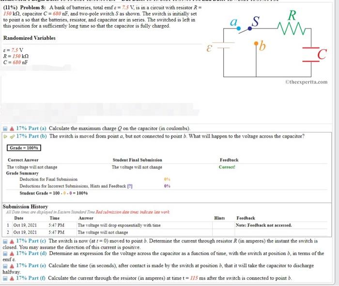 r 11 problem 8 a bank of batteries total emf 75 v is in a circuit with