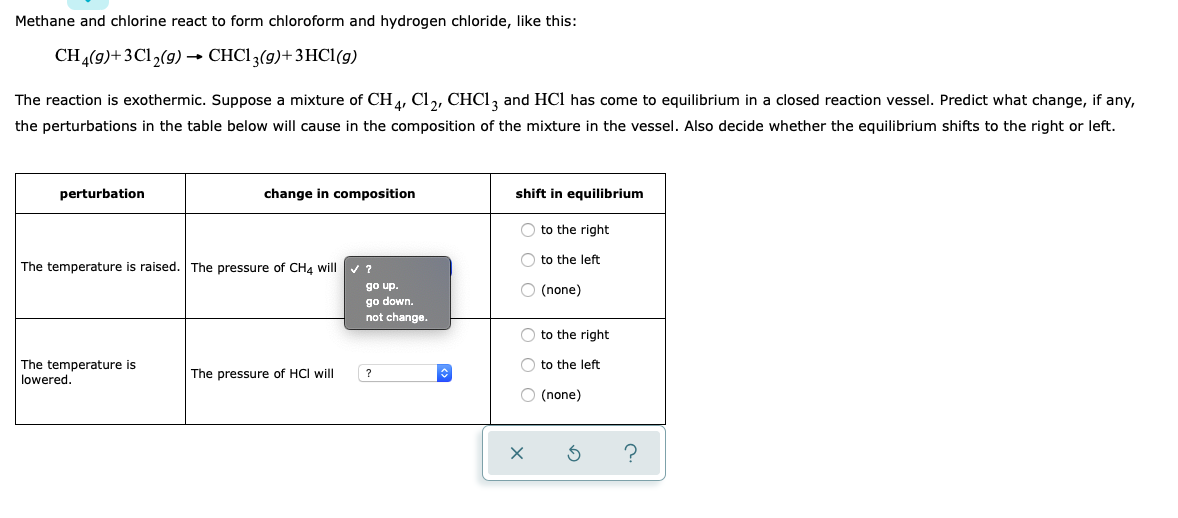 methane and chlorine react to form chloroform and hydrogen chloride ...