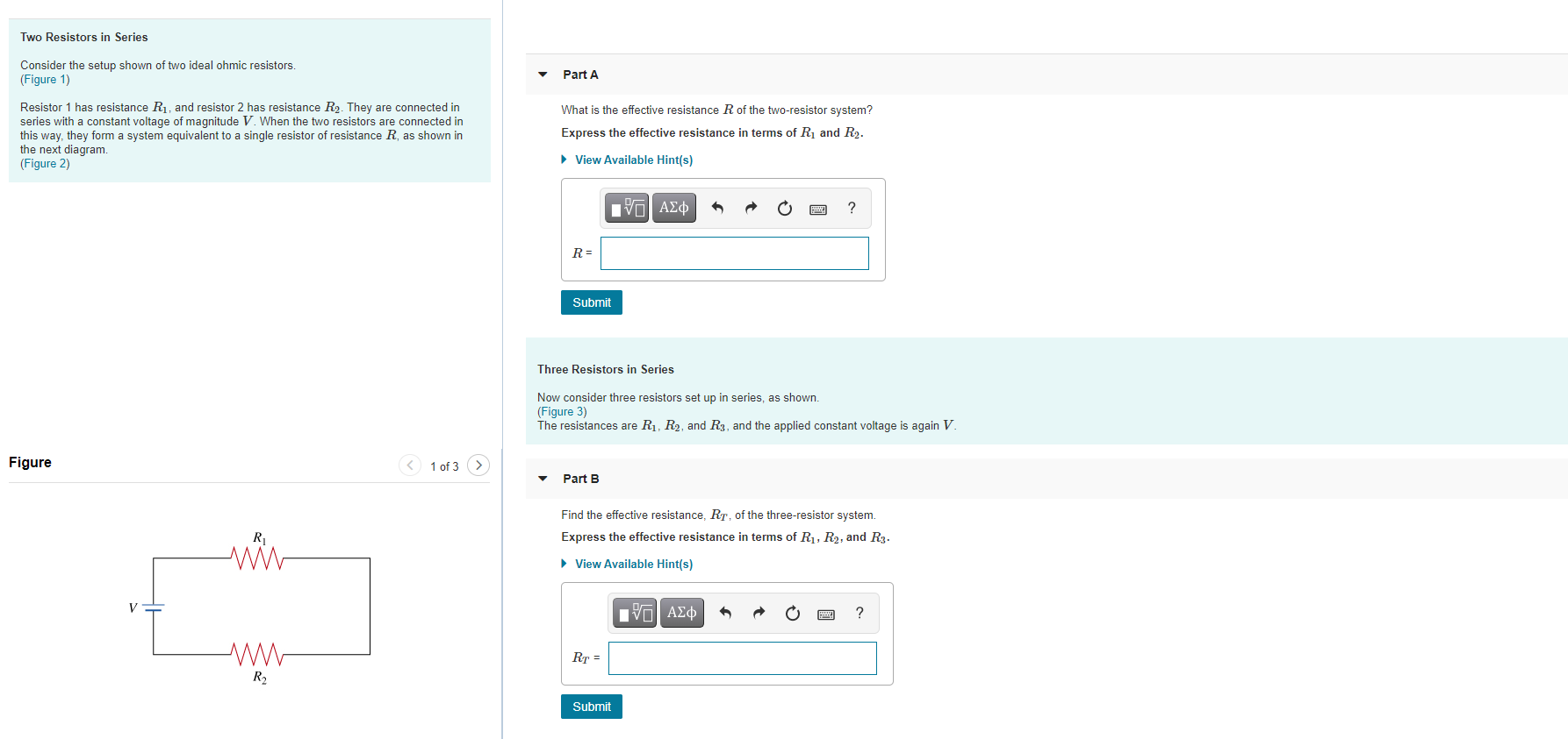 two resistors in series consider the setup shown of two ideal ohmic