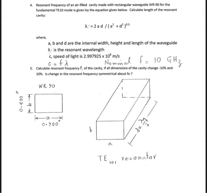 4 resonant frequency of an airfilled cavity made with rectangular