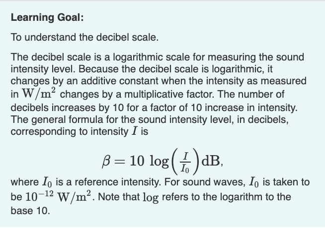 decibel scale equation