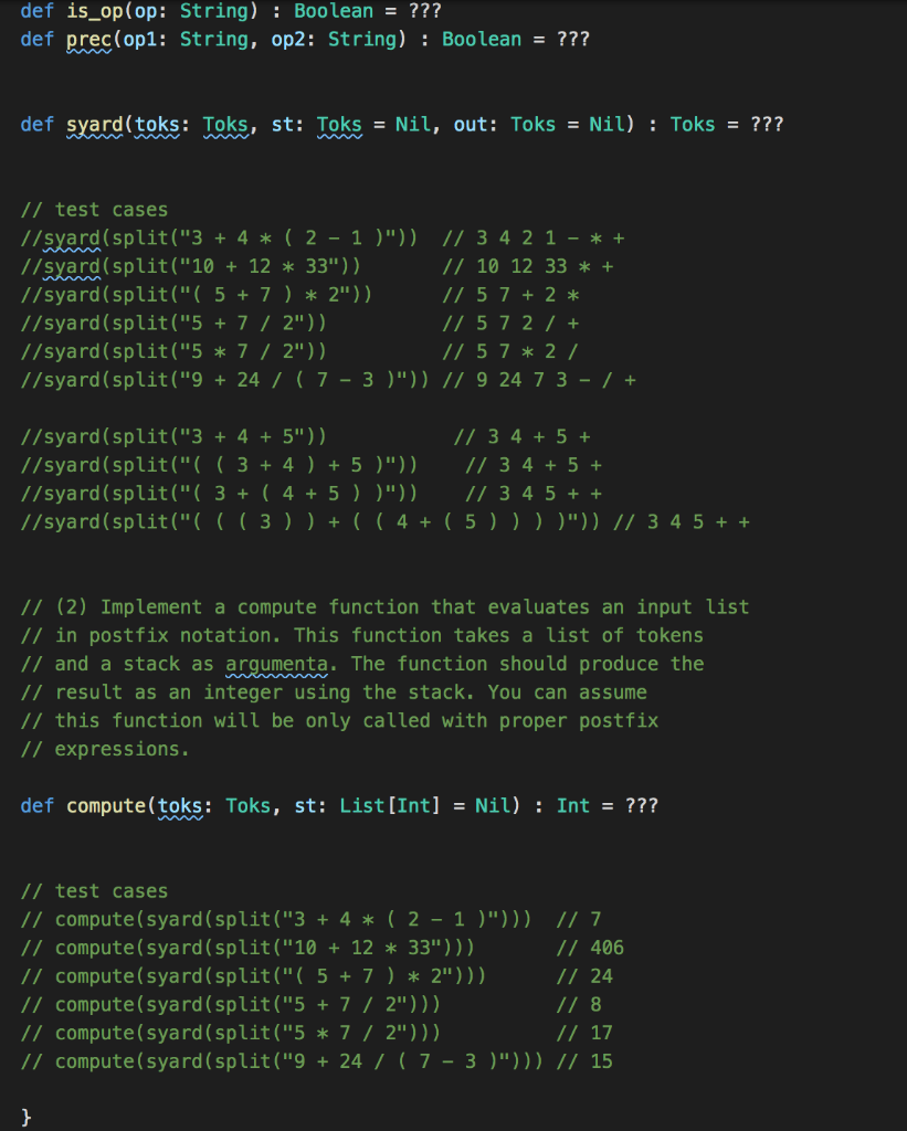 1 implement the shunting yard algorithm described above the function