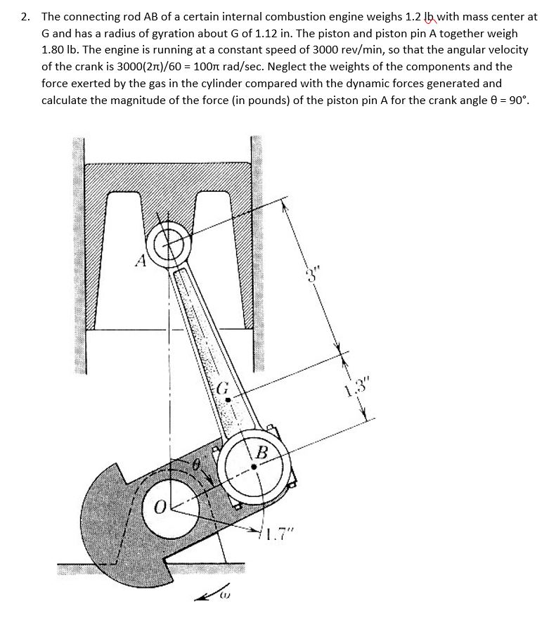 the connecting rod ab of a certain internal combustion engine weighs 12