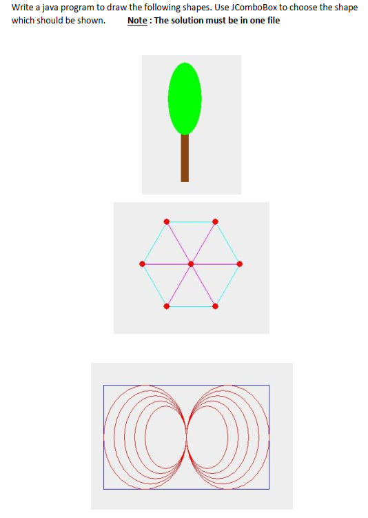 write a java program to draw the following shapes use combobox to choose the sh StudyX